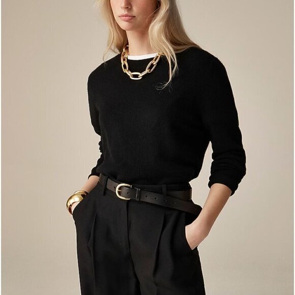 J Crew Cashmere Classic-Fit Crewneck Sweater Black Minimalist Long Sleeve Size S - Picture 1 of 8